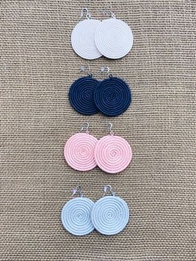Azizi Life Fair Trade Woven Disc Earrings - 4 Colors Available